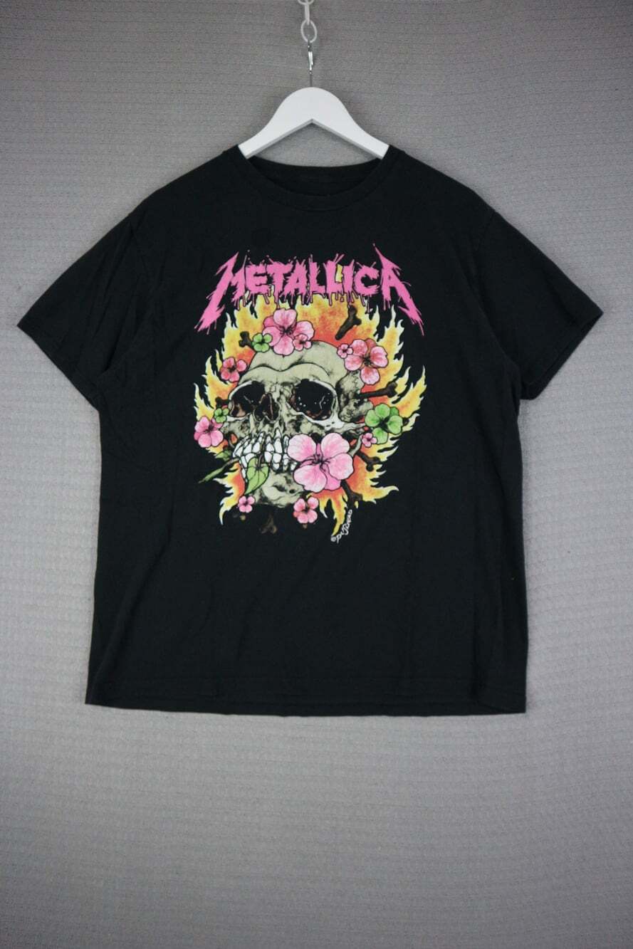 Metallica Band T-Shirt Men XL Black Skull Floral Graphic Concert Tour Tee